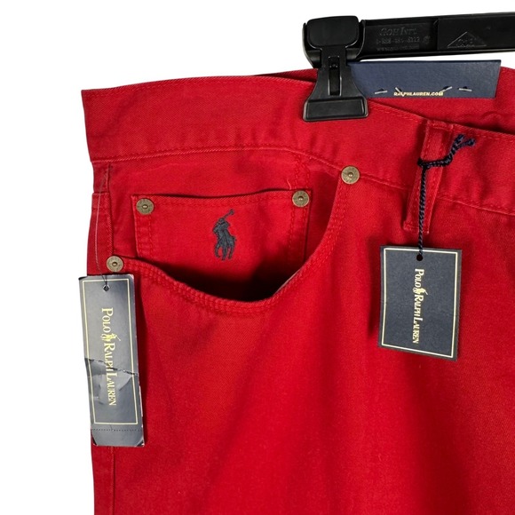 Polo Ralph Lauren Pants Red Cotton Twill Straight Leg Jeans 42x32 4856905 - Picture 10 of 10